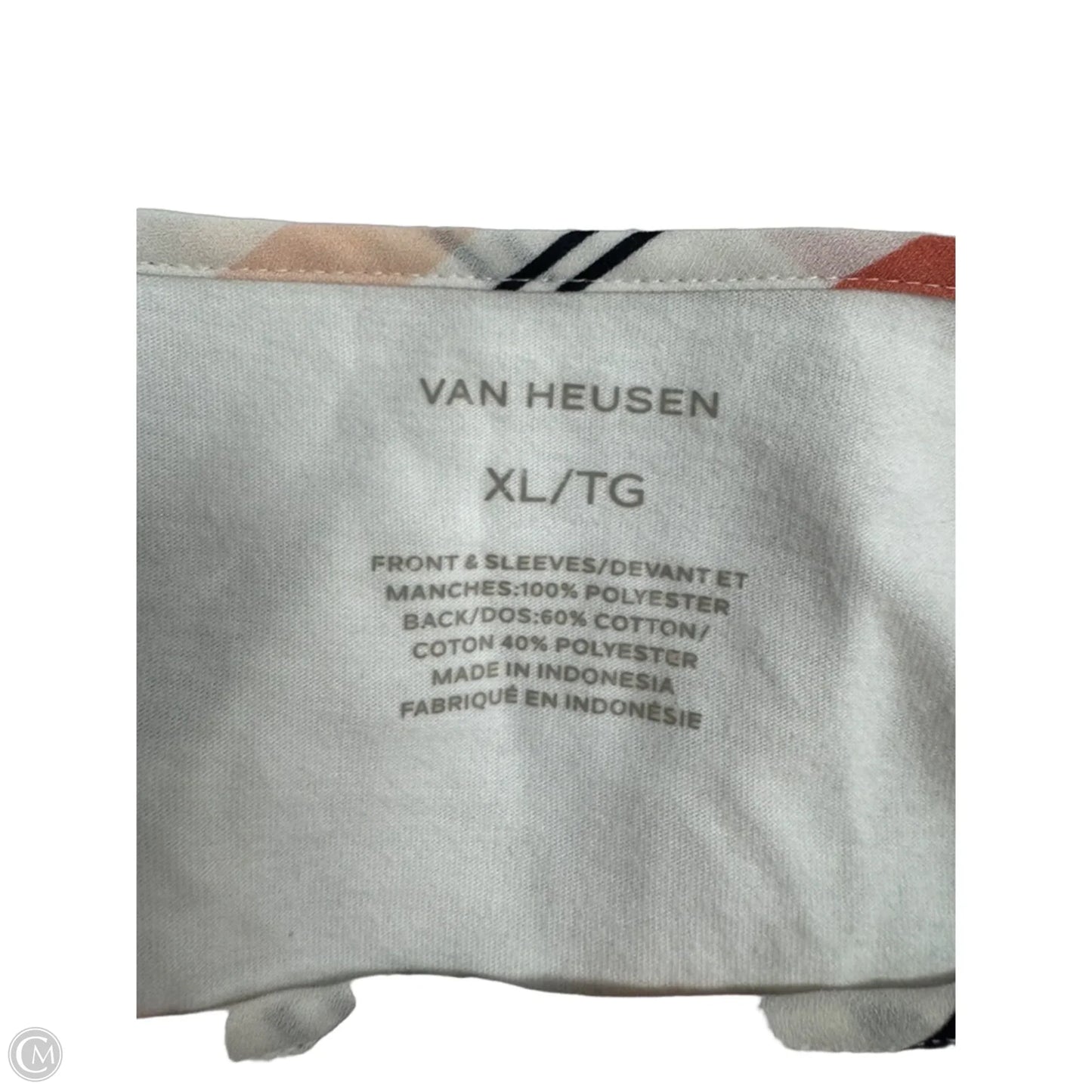 Top 3/4 Sleeve By Van Heusen In Cream & Orange, Size: Xl