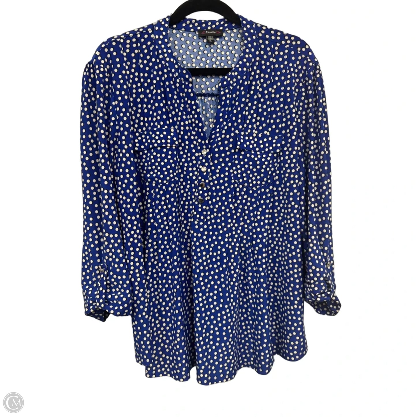 Top 3/4 Sleeve By Clothes Mentor In Blue & White, Size: Xl