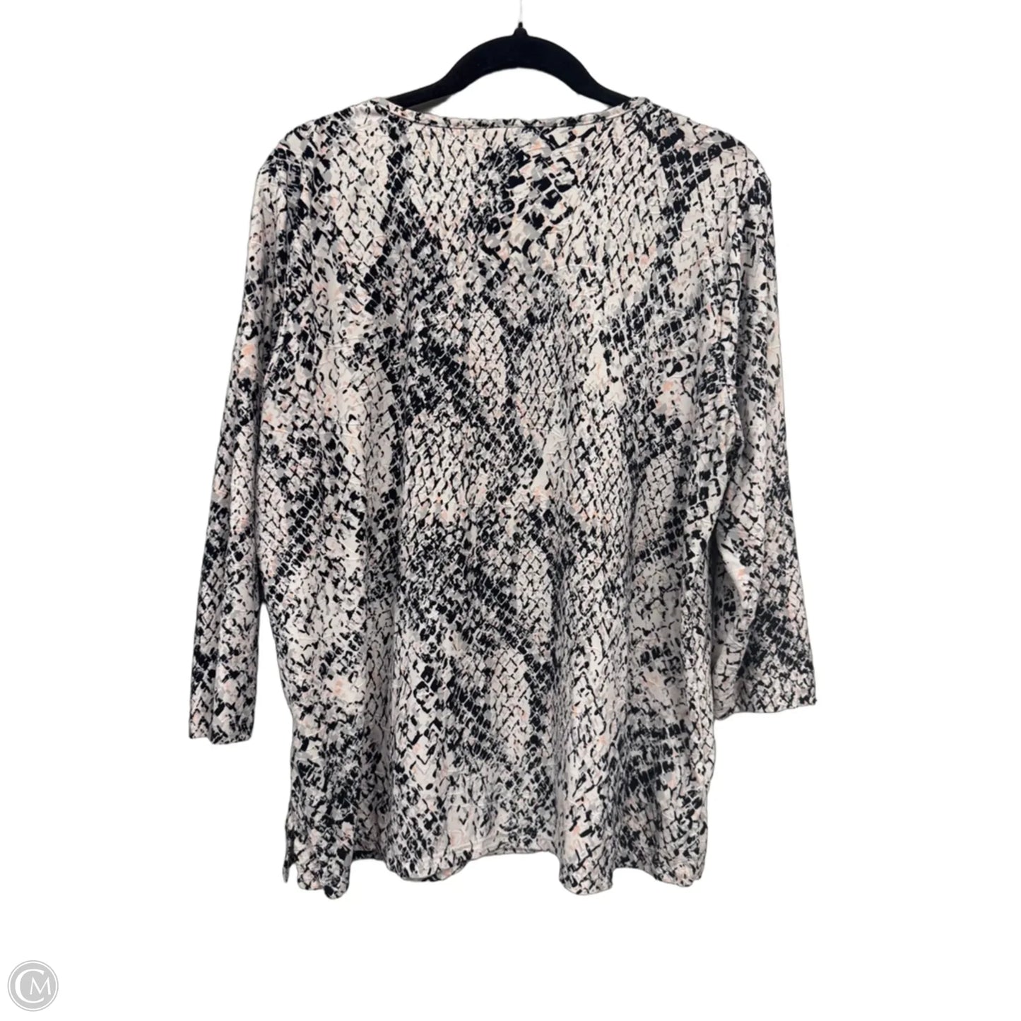 Top 3/4 Sleeve By Clothes Mentor In Black & Grey, Size: Xl