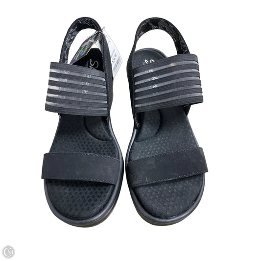 Sandals Heels Wedge By Skechers In Black, Size: 7