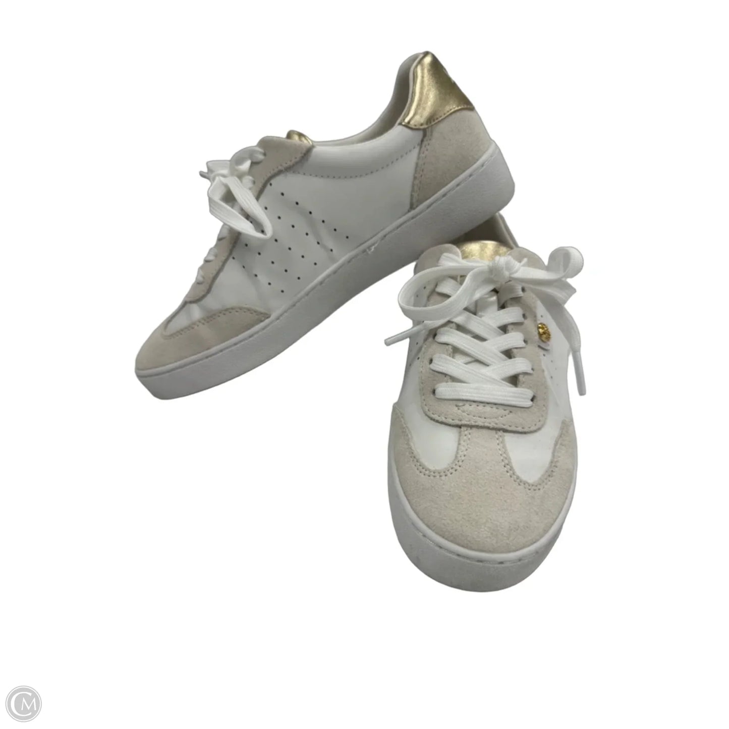 Shoes Sneakers By Michael By Michael Kors In Gold & White, Size: 6.5
