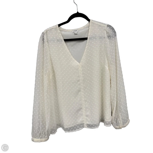 Blouse Long Sleeve By J. Crew In Cream, Size: L