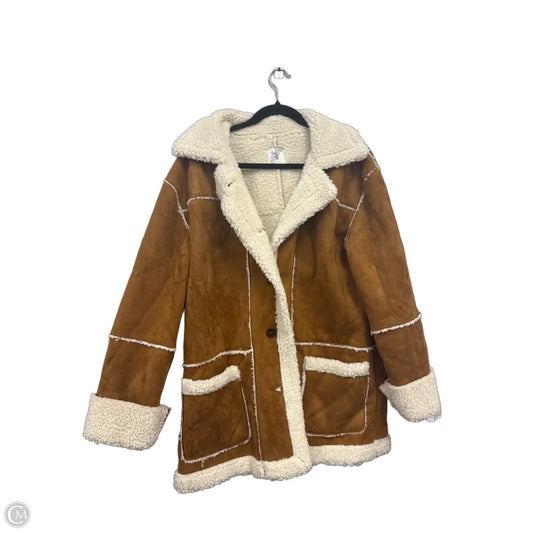 Jacket Faux Fur & Sherpa By Altard State In Brown & Cream, Size: M