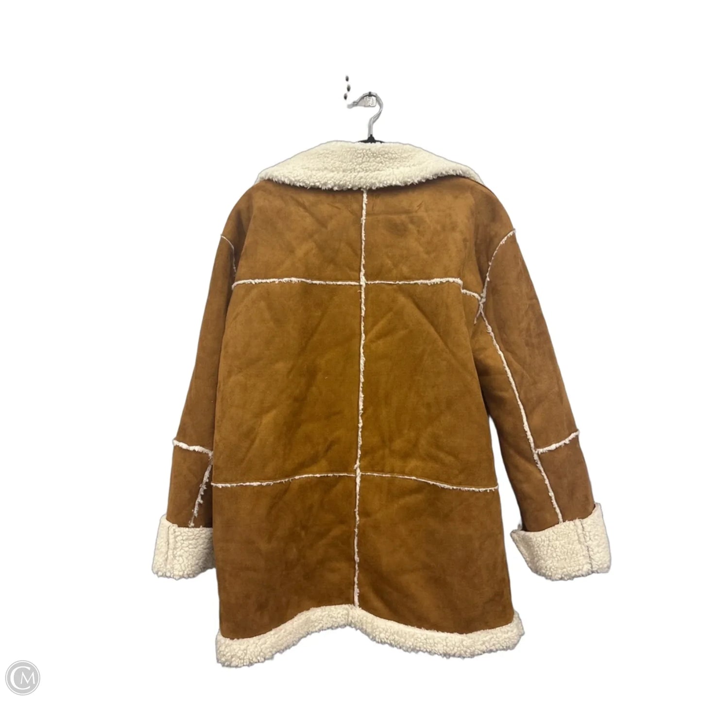 Jacket Faux Fur & Sherpa By Altard State In Brown & Cream, Size: M