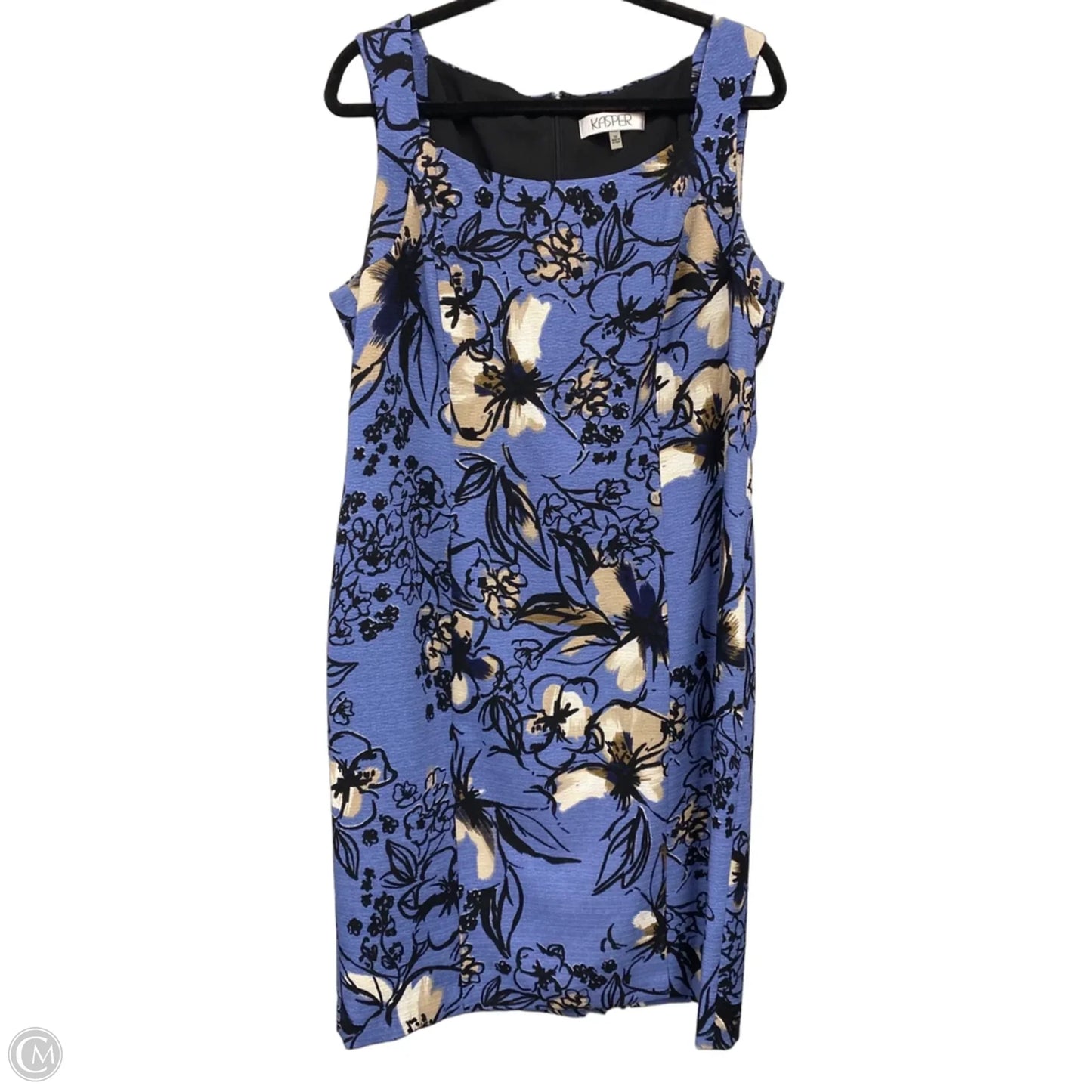 Dress Casual Midi By Kasper In Black & Blue, Size: 14