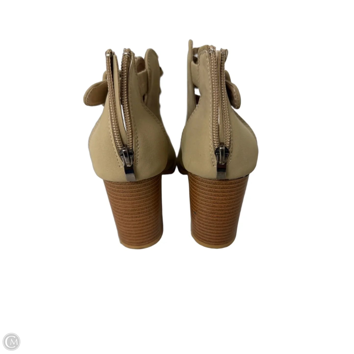 Sandals Heels Block By Clothes Mentor In Tan, Size: 7.5