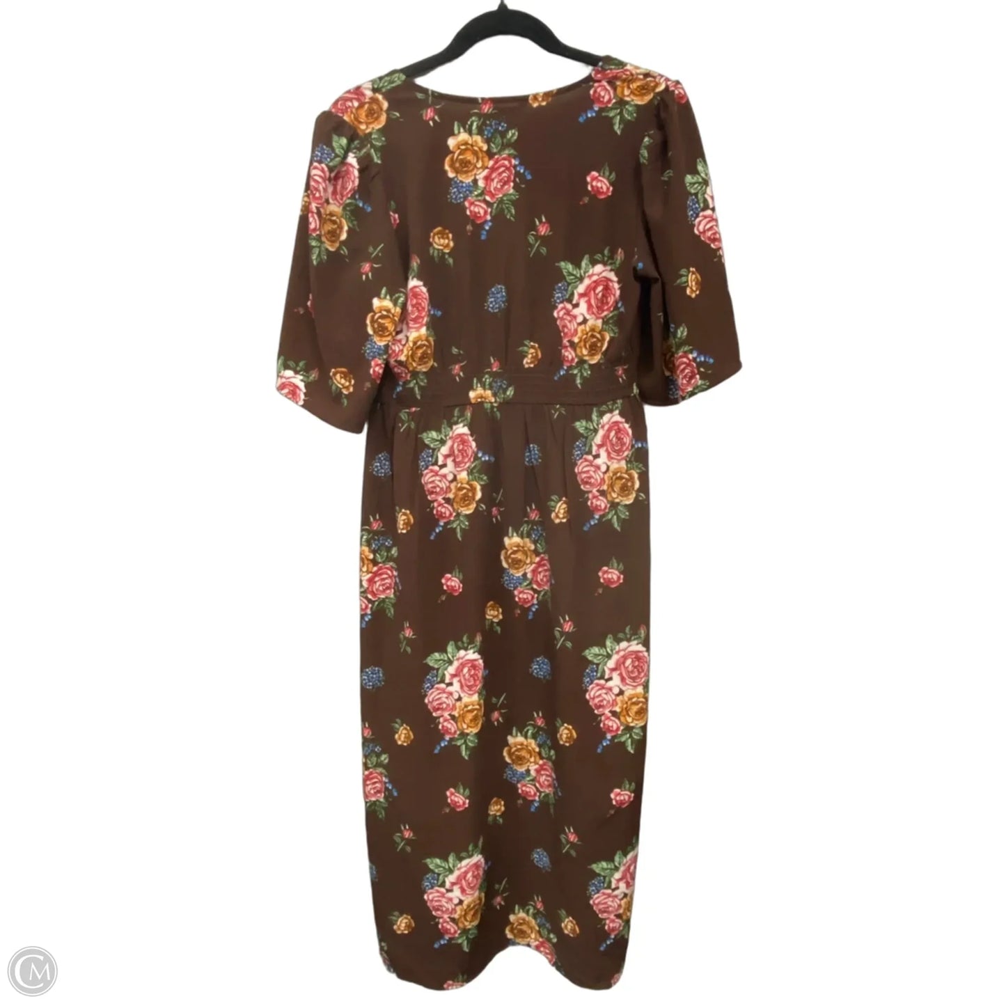 Dress Casual Midi By Clothes Mentor In Brown & Pink, Size: L