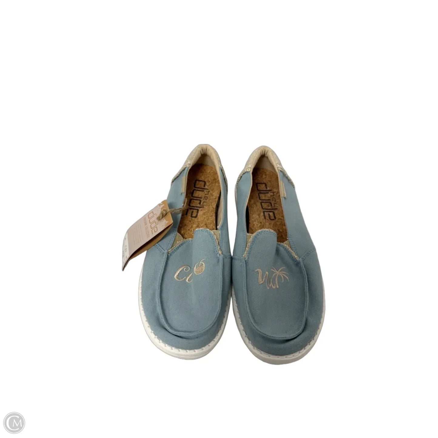 Shoes Sneakers By Hey Dude In Blue & Gold, Size: 8
