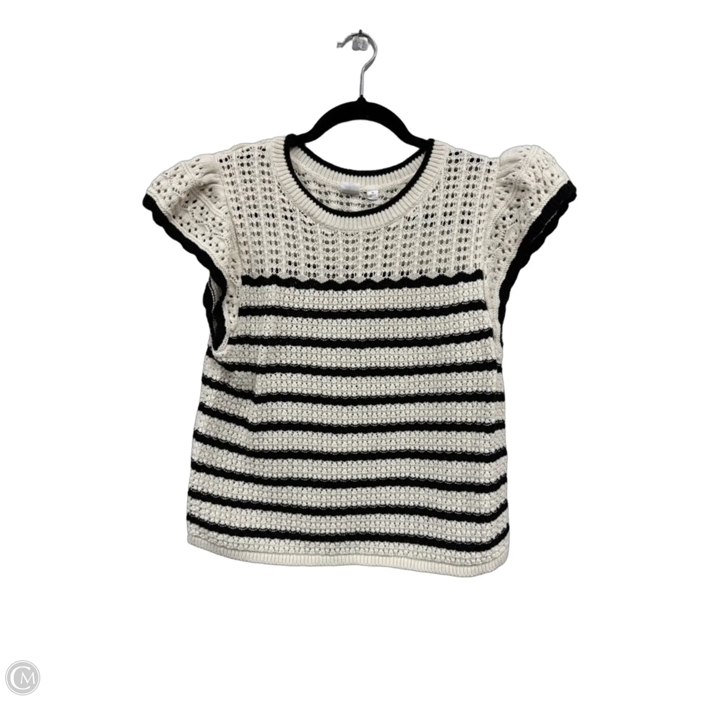 Sweater Short Sleeve By Gap In Black & Cream, Size: M