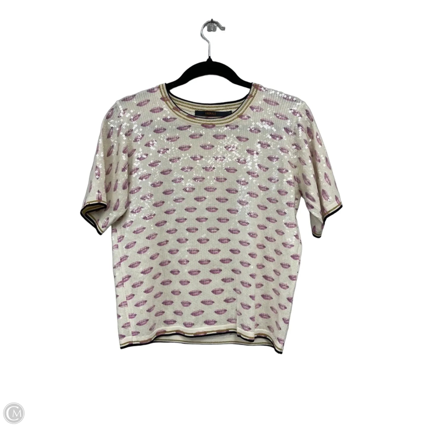 Top Short Sleeve By Clothes Mentor In Cream & Pink, Size: Sp