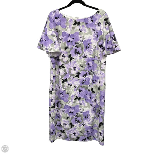 Dress Casual Midi By Kasper In Grey & Purple, Size: 16