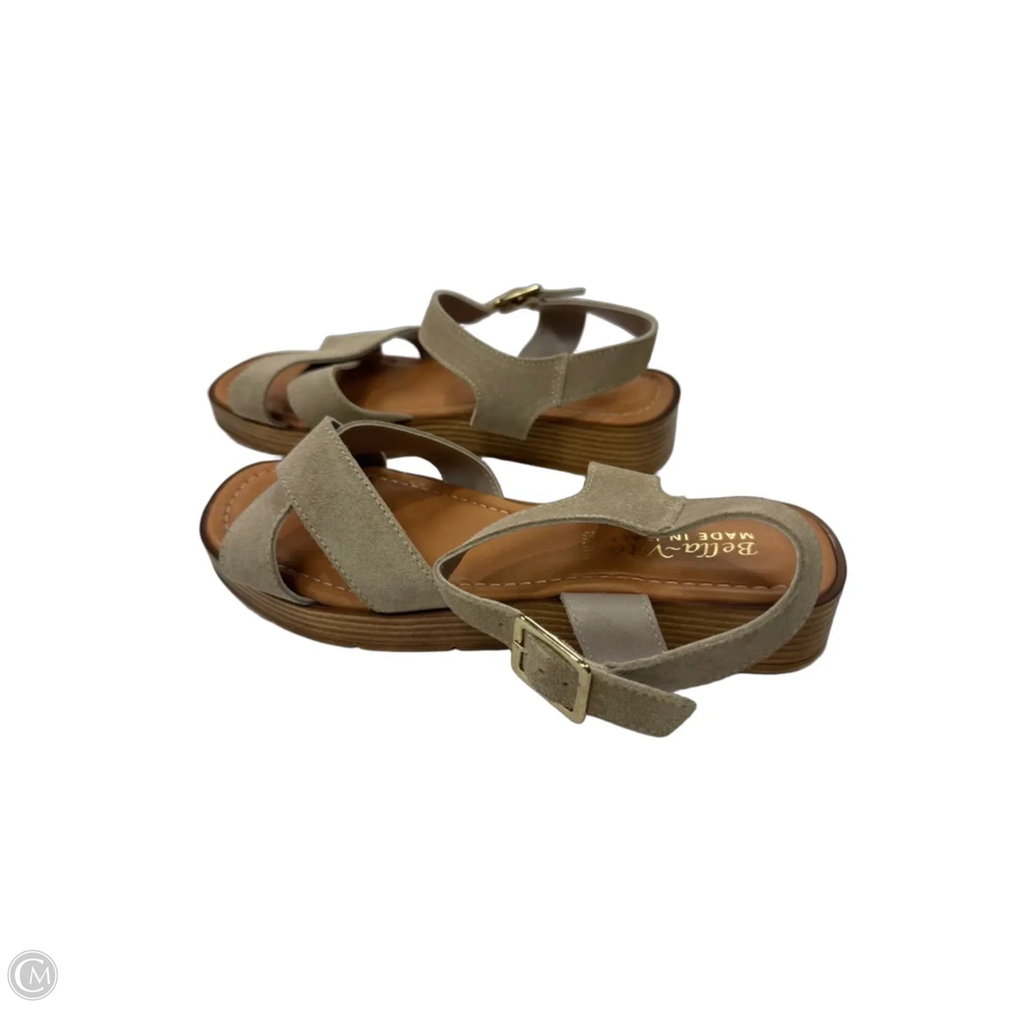 Sandals Heels Wedge By Clothes Mentor In Tan, Size: 8.5