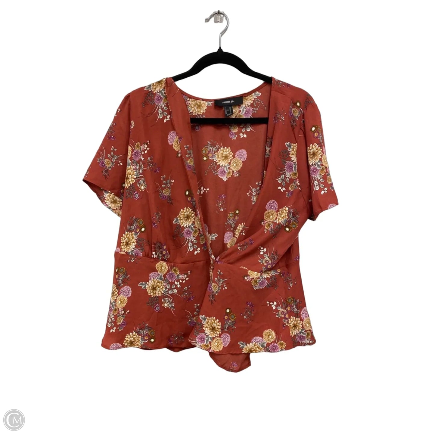 Top Short Sleeve By Forever 21 In Orange & Purple, Size: 2x