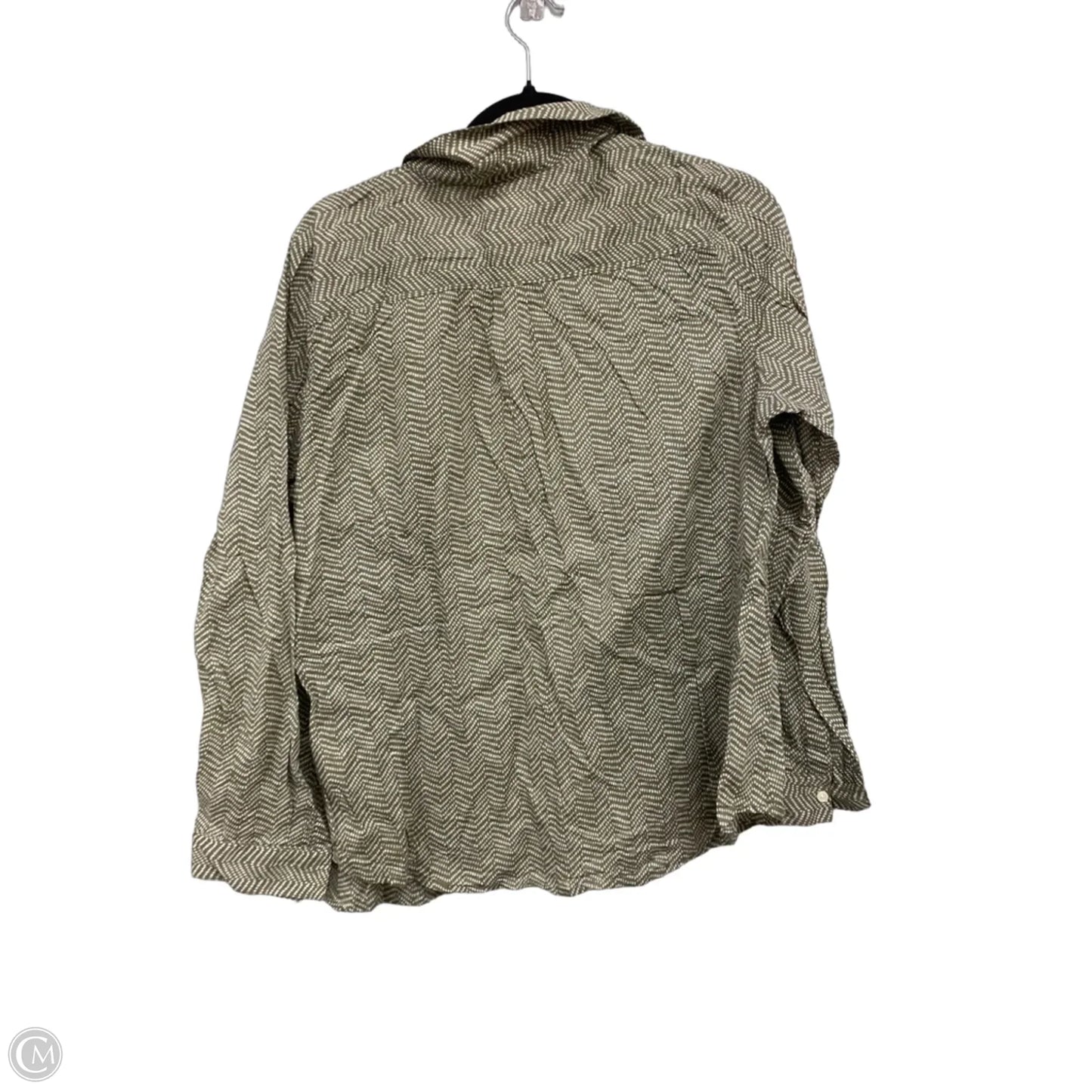 Top Long Sleeve By Old Navy In Green & White, Size: L