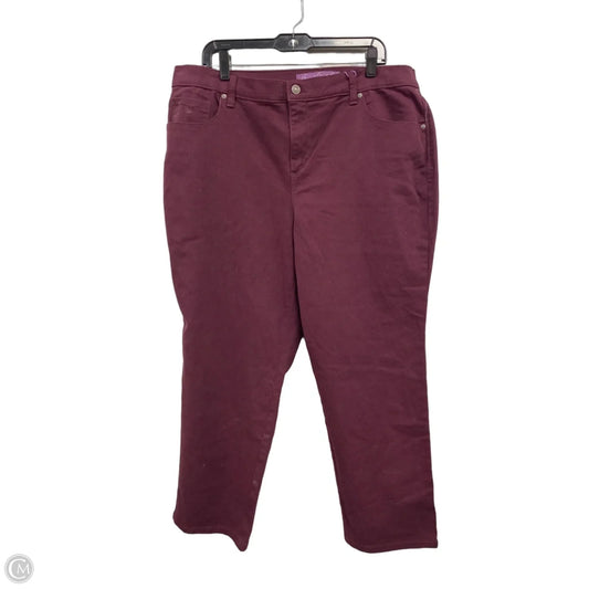 Jeans Straight By Gloria Vanderbilt In Maroon, Size: 18