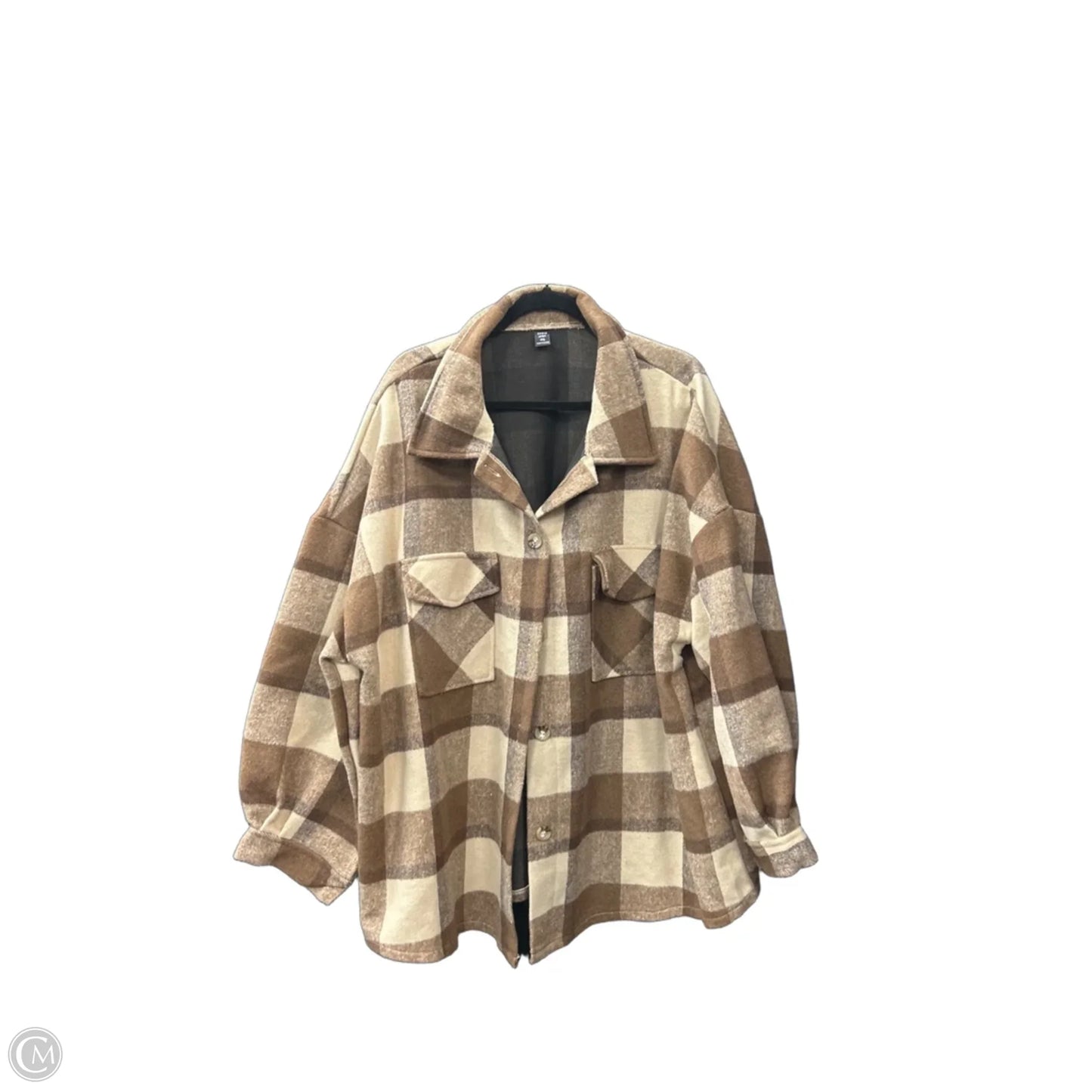Jacket Shirt By Shein In Brown & Cream, Size: 4x