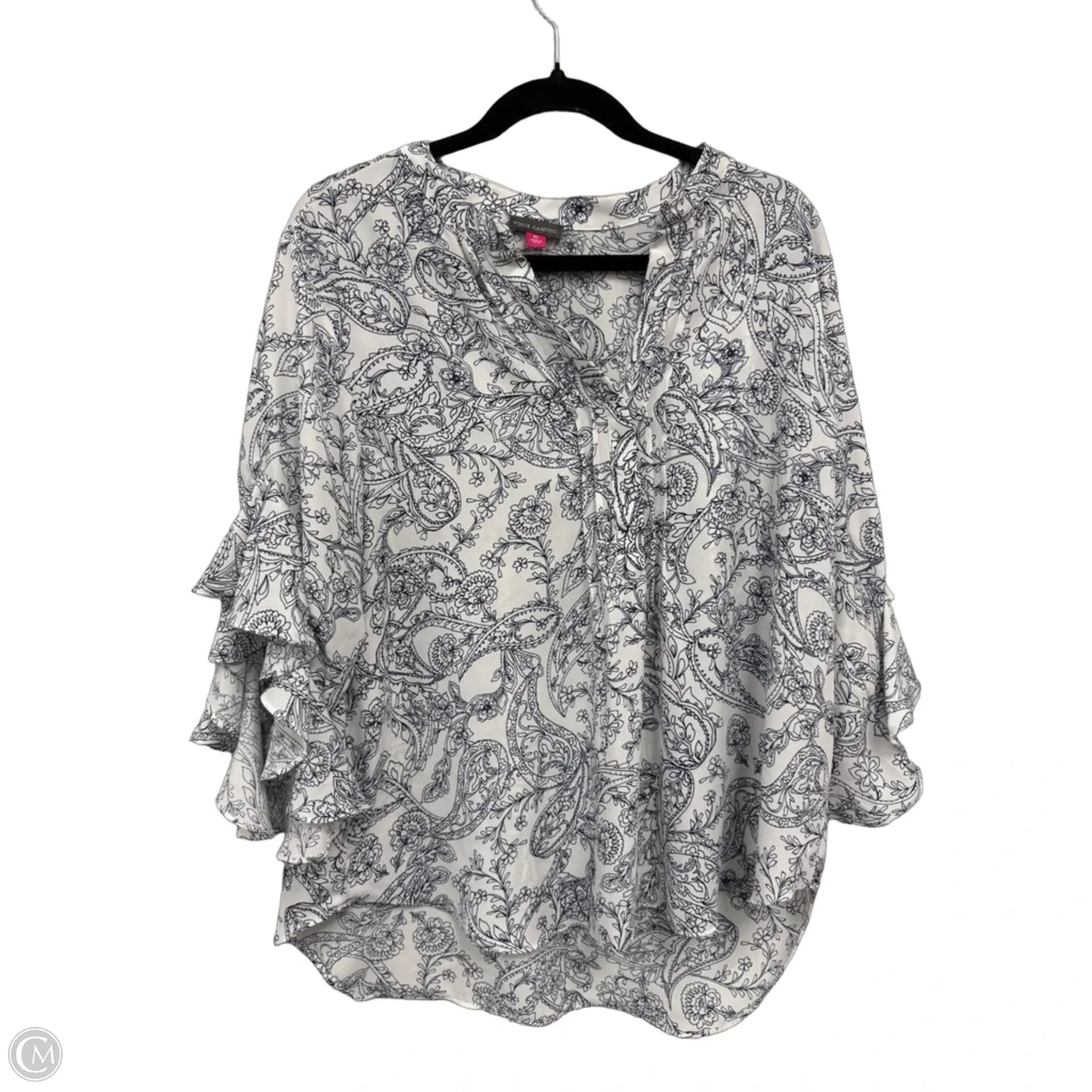 Top 3/4 Sleeve By Vince Camuto In Blue & White, Size: Xl