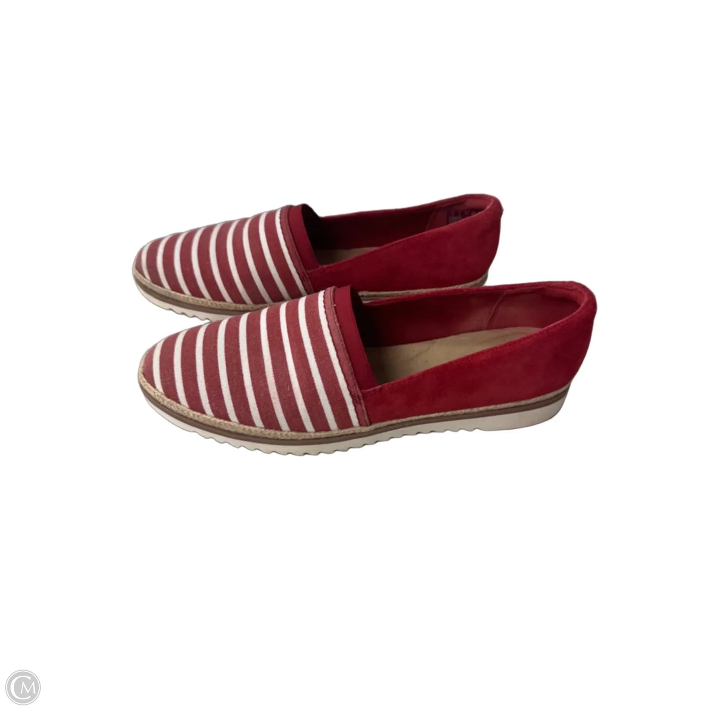 Shoes Flats By Clarks In Red & White, Size: 11