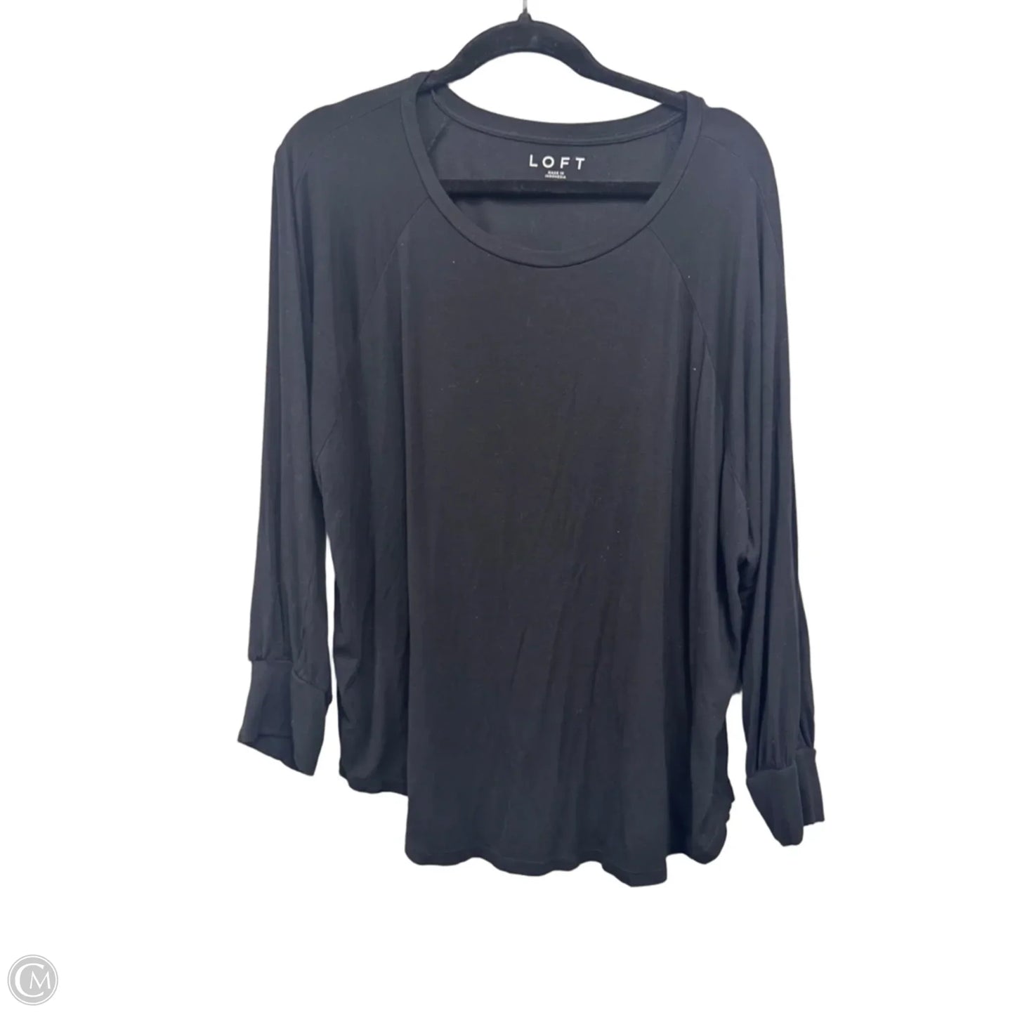 Top Long Sleeve By Loft In Black, Size: L