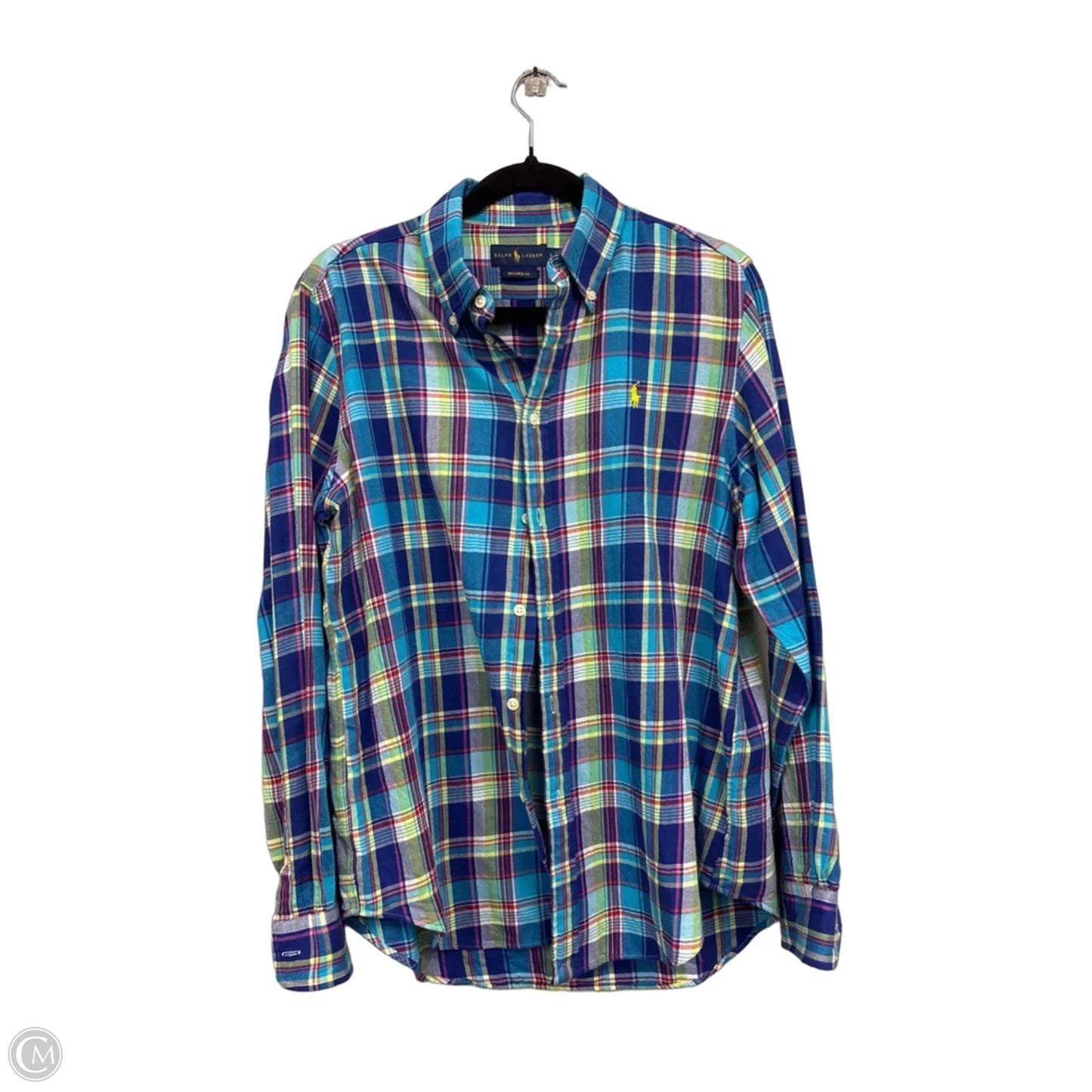Top Long Sleeve By Ralph Lauren In Blue & Red, Size: L