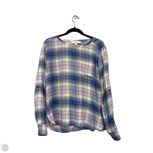 Top Long Sleeve By Loft In Blue & Purple, Size: M
