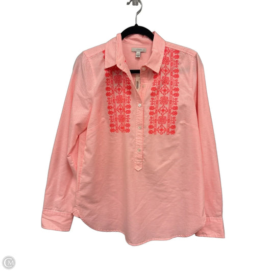 Top Long Sleeve By J. Crew In Orange & White, Size: 10