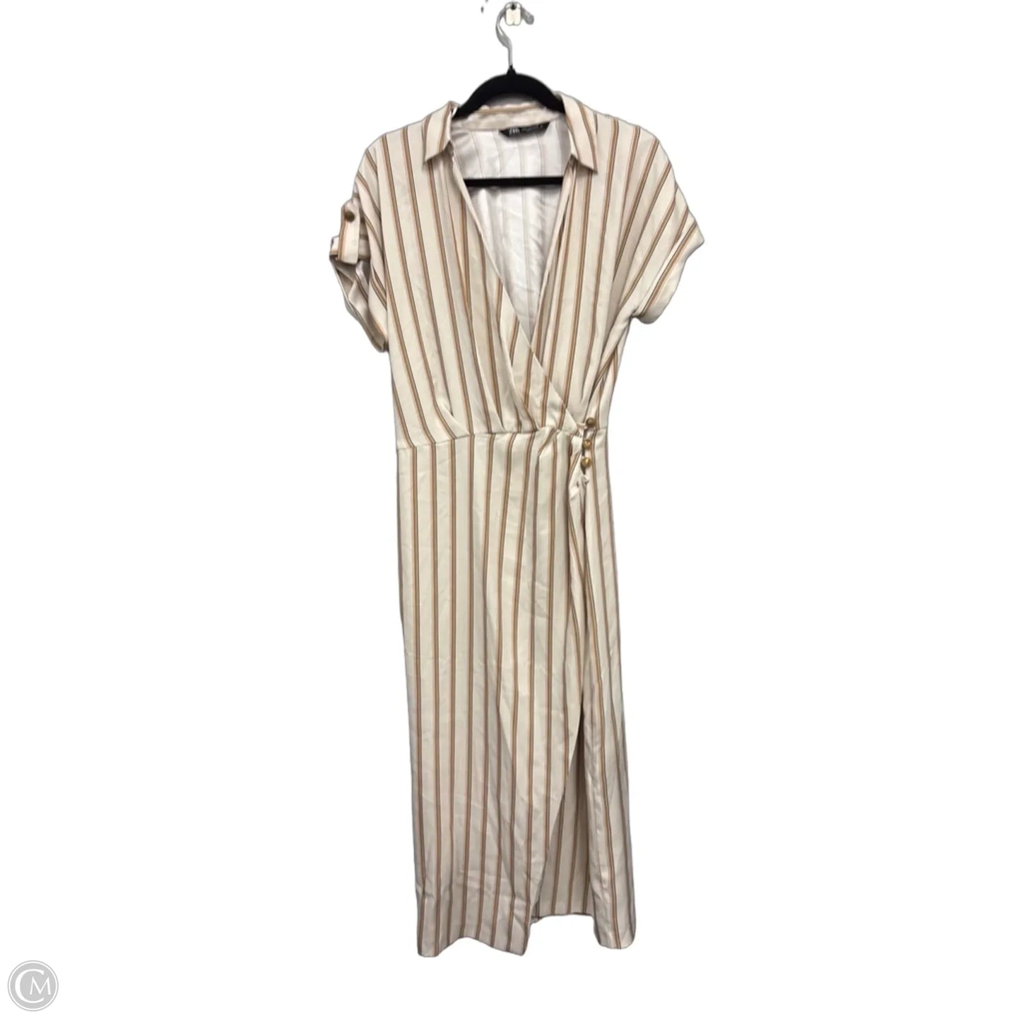 Dress Casual Maxi By Zara In Cream & Tan, Size: S