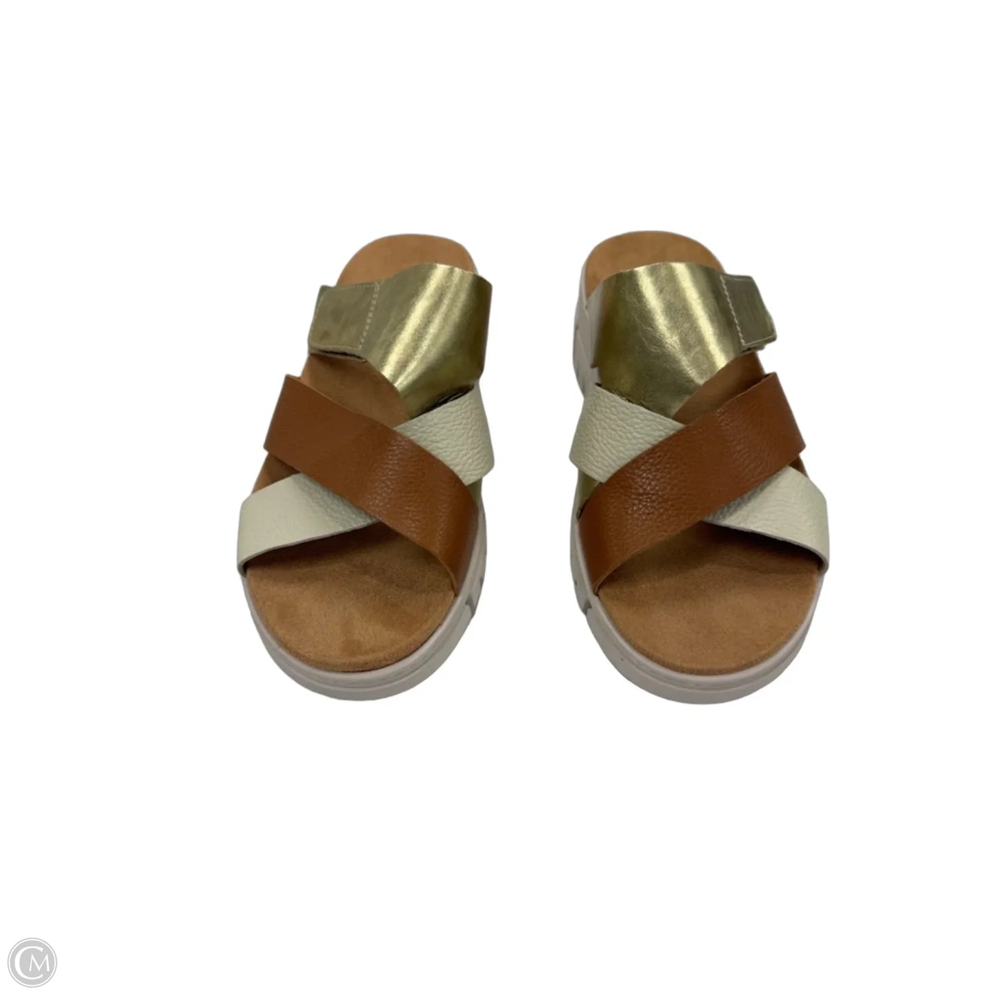 Sandals Heels Wedge By Vionic In Brown & Gold, Size: 9