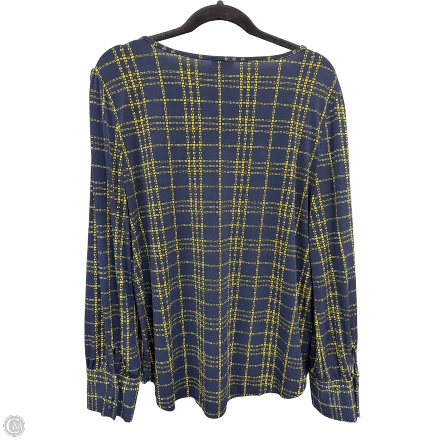 Top Long Sleeve By Ann Taylor In Blue & Yellow, Size: L