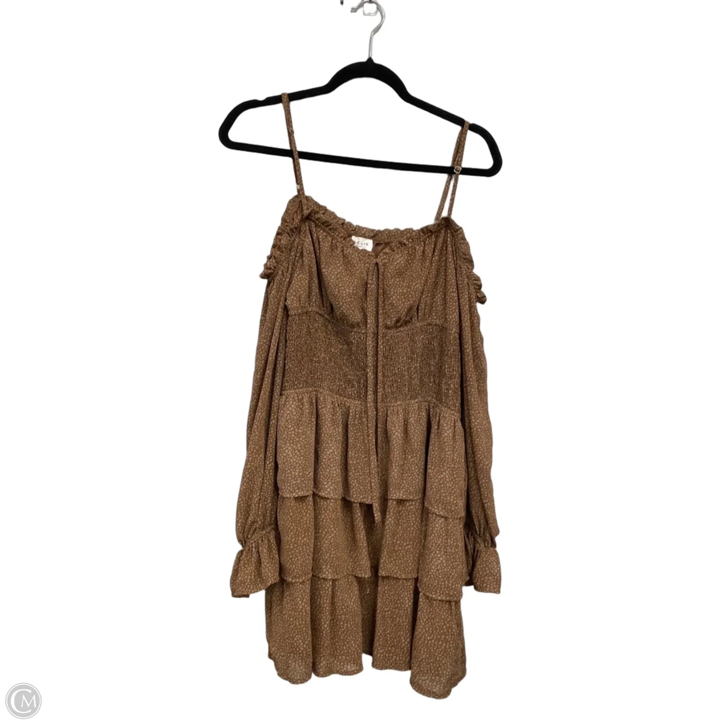 Dress Casual Short By Clothes Mentor In Brown & White, Size: L