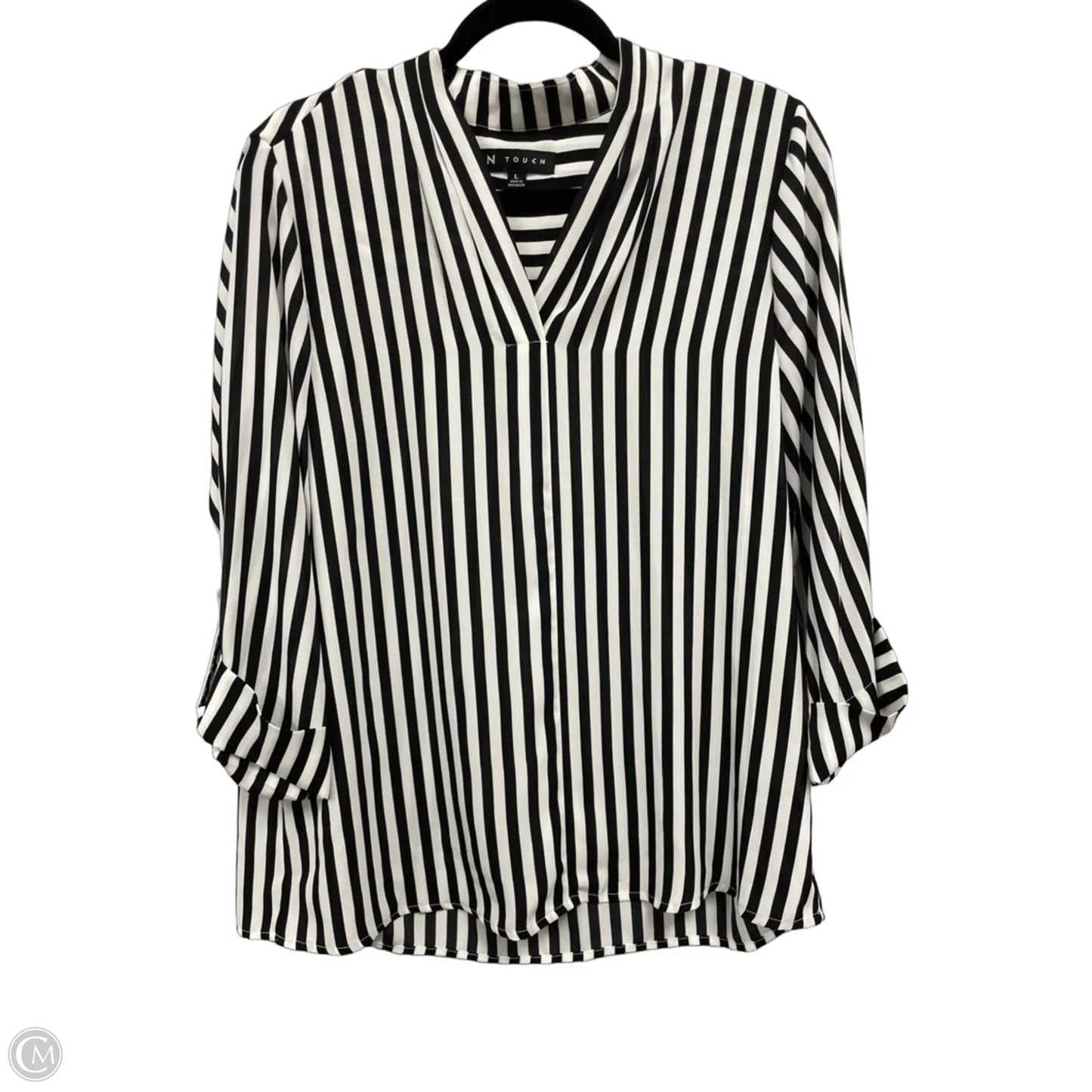 Top Long Sleeve By N Touch In Black & White, Size: L
