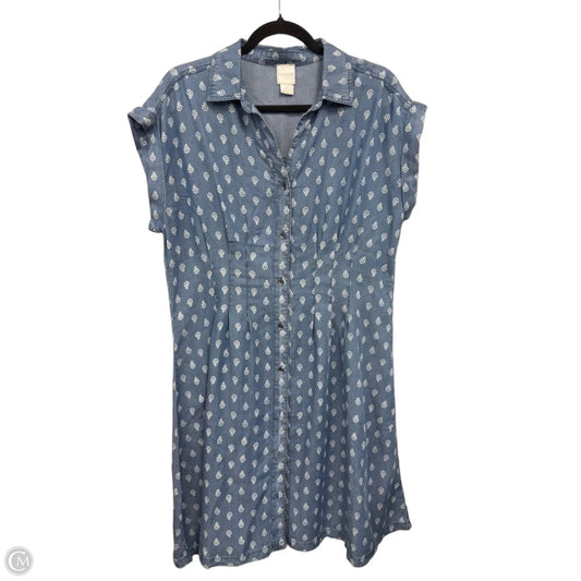Dress Casual Midi By Zac And Rachel In Blue & White, Size: L
