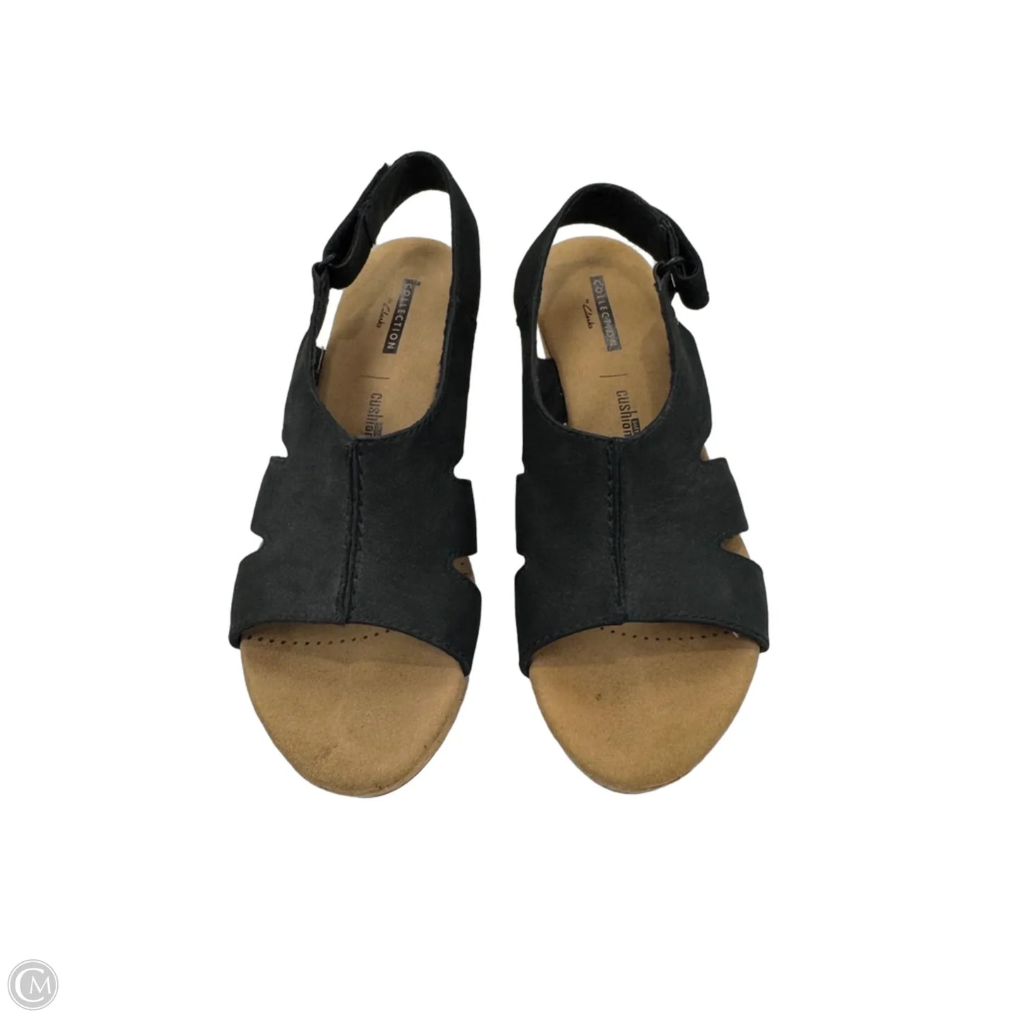 Sandals Heels Wedge By Clarks In Black, Size: 6.5