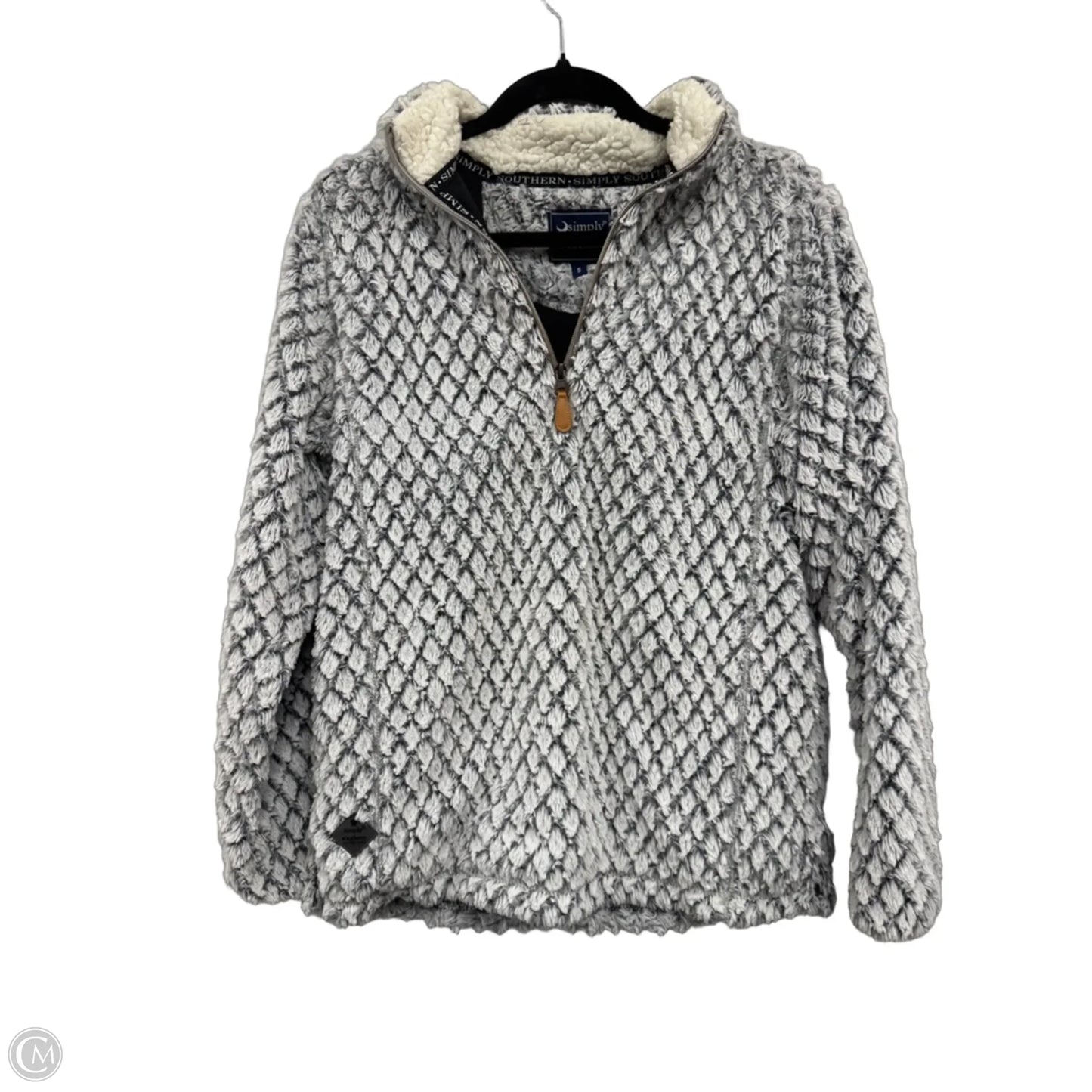 Jacket Fleece By Simply Southern In Cream & Grey, Size: S