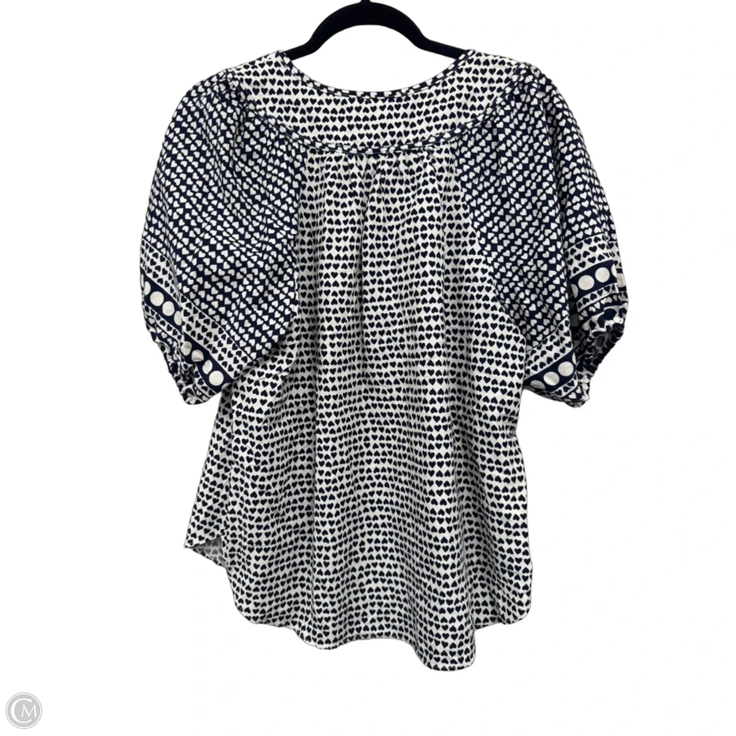 Top Short Sleeve By Loft In Blue & Cream, Size: M
