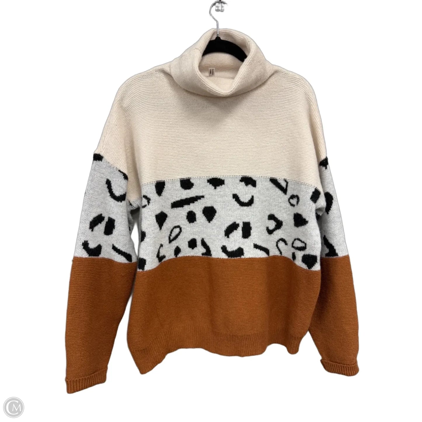 Sweater By Clothes Mentor In Brown & Cream, Size: L