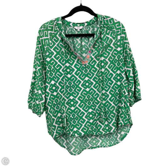 Top 3/4 Sleeve By Crown And Ivy In Green & White, Size: L