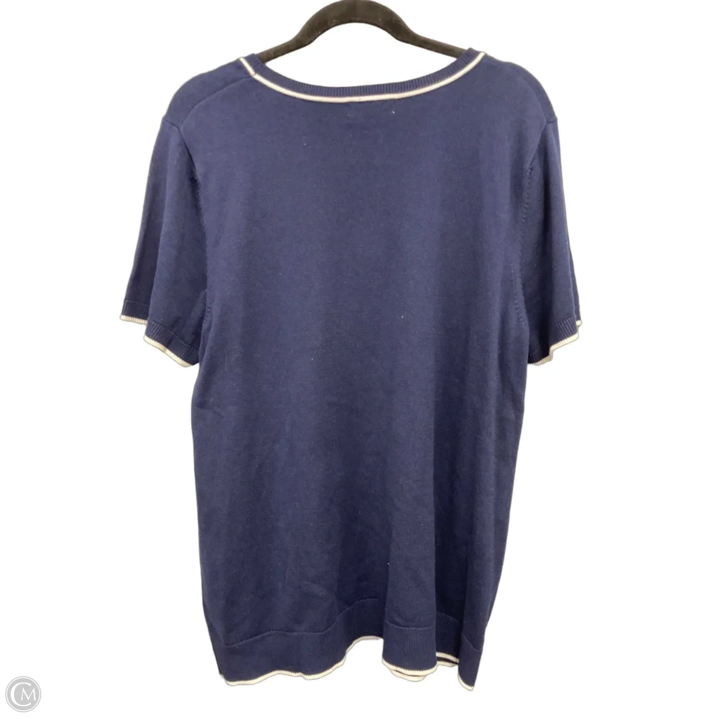 Sweater Short Sleeve By Kim Rogers In Blue & White, Size: Xl