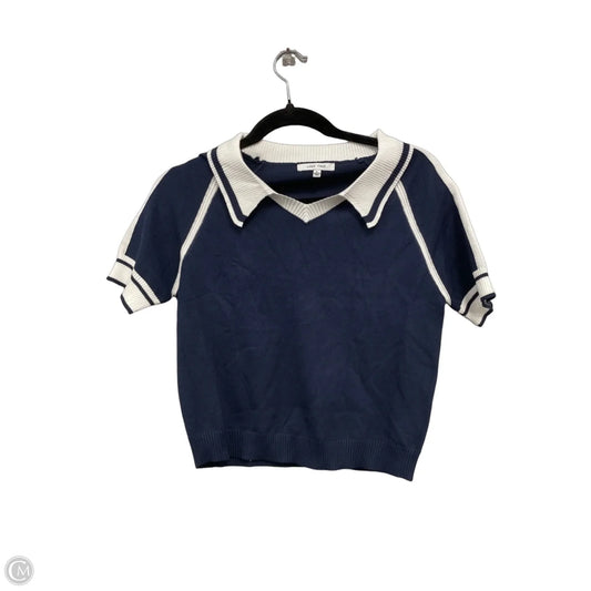 Sweater Short Sleeve By Love Tree In Blue & White, Size: L