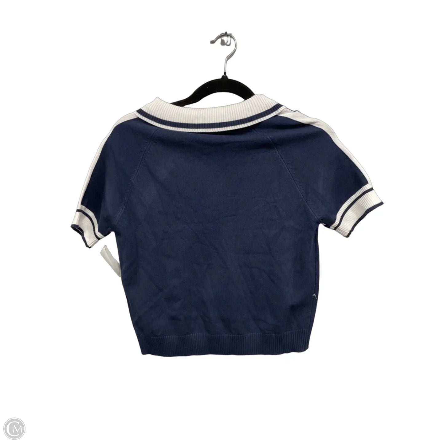 Sweater Short Sleeve By Love Tree In Blue & White, Size: L
