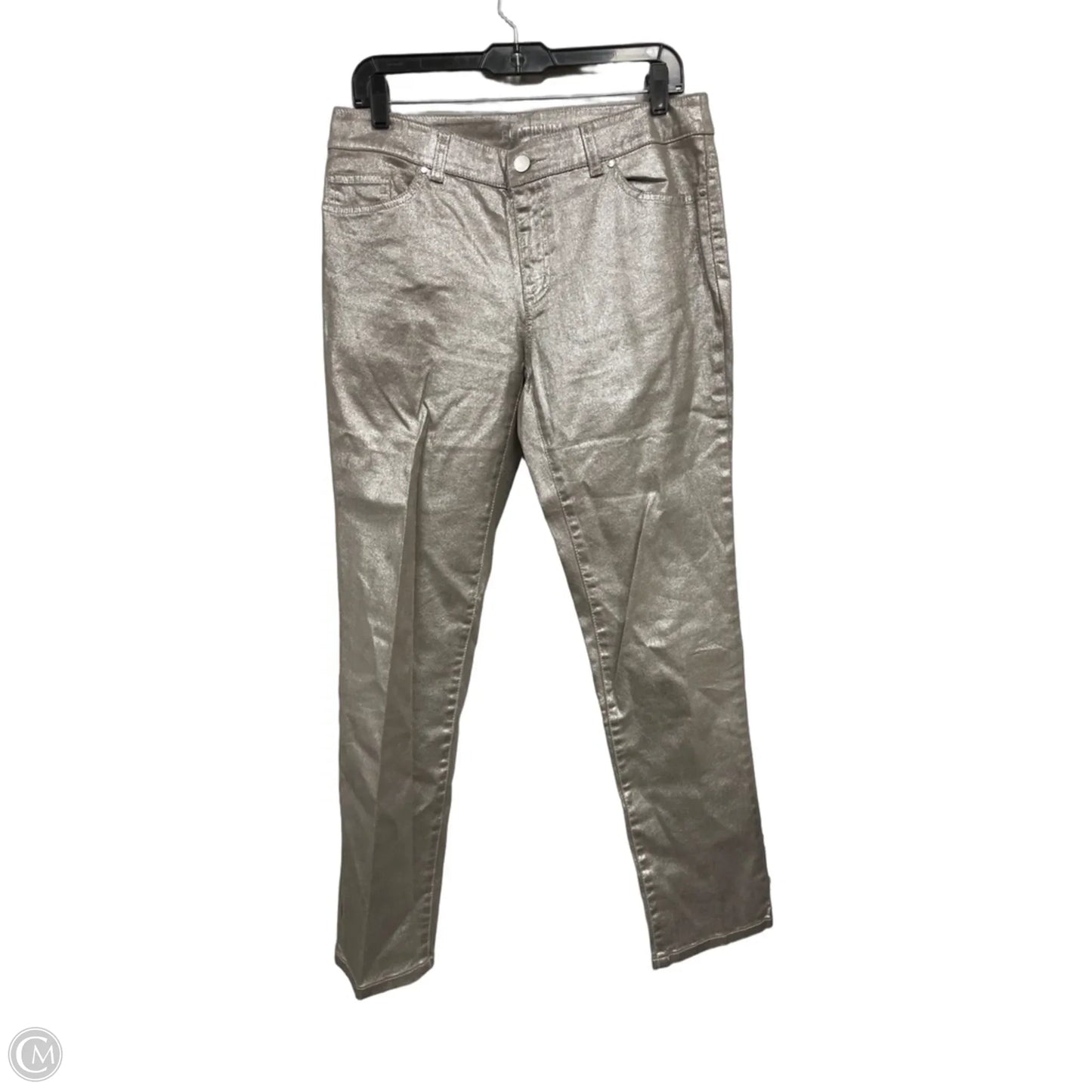 Jeans Straight By Chicos In Silver & Tan, Size: S