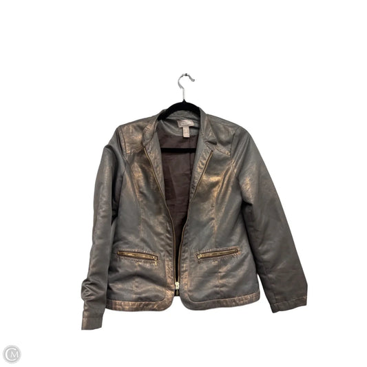 Jacket Other By Chicos In Gold & Grey, Size: S