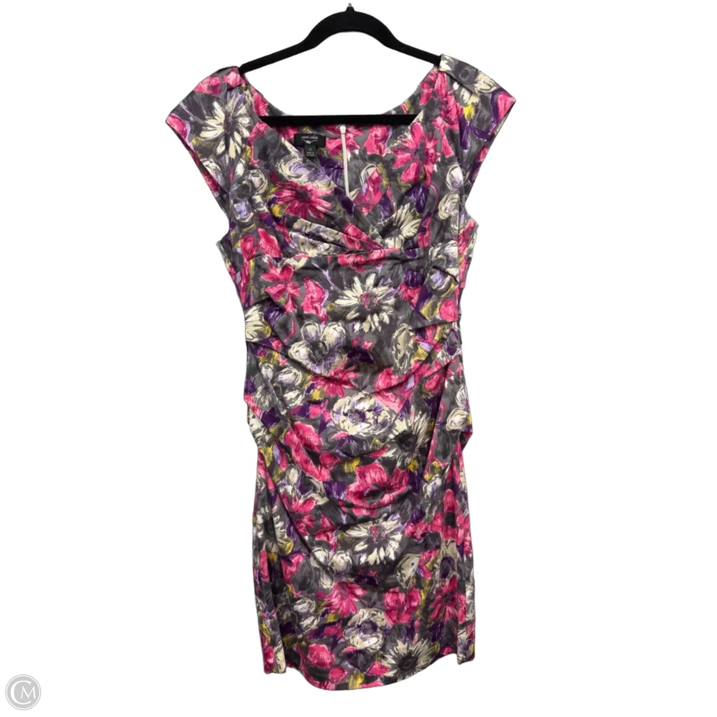 Dress Casual Midi By Suzi Chin In Grey & Pink, Size: 12