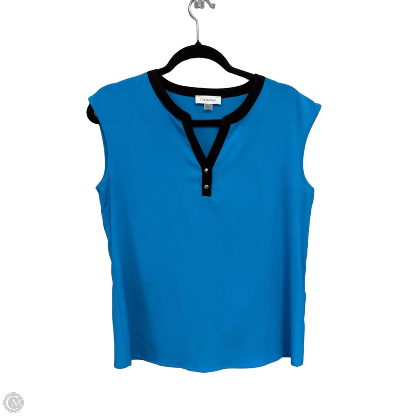 Top Sleeveless By Calvin Klein In Black & Blue, Size: M
