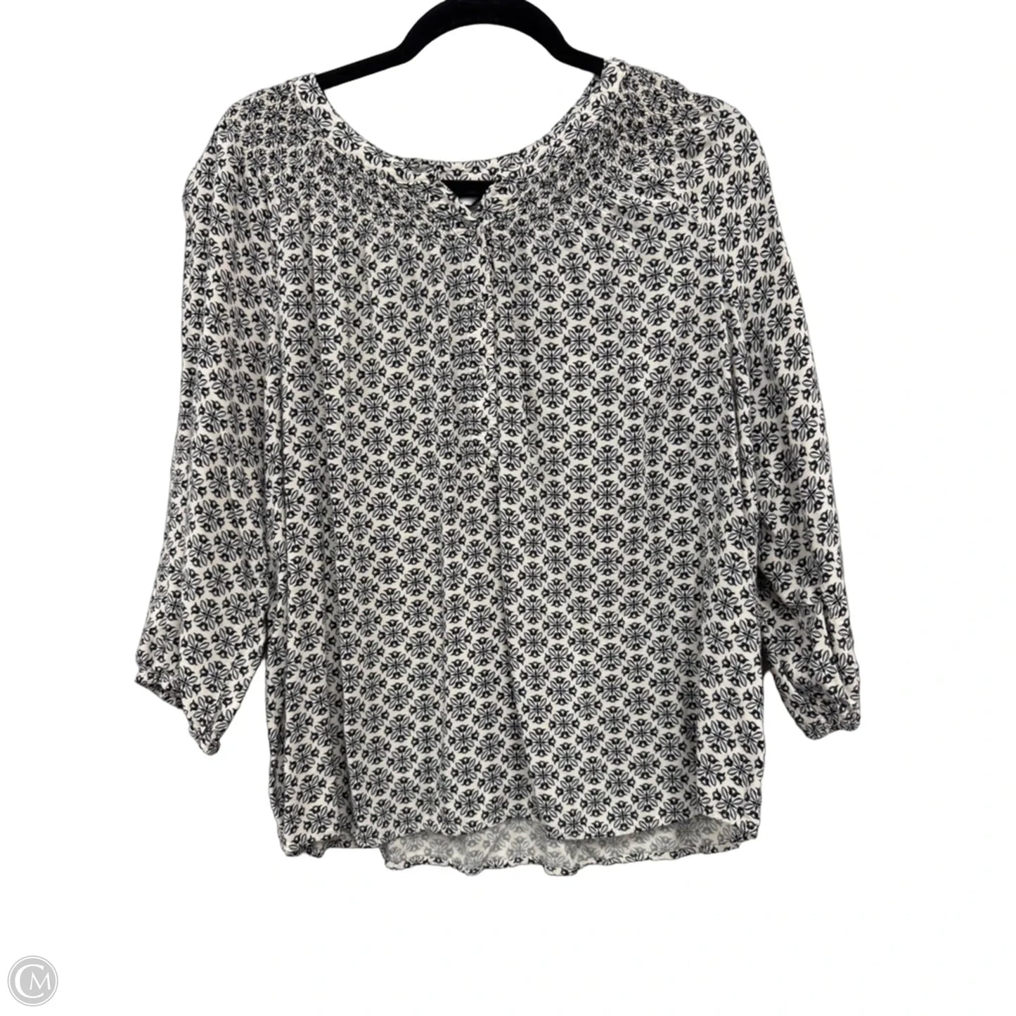 Top 3/4 Sleeve By Croft And Barrow In Black & Cream, Size: Xxl