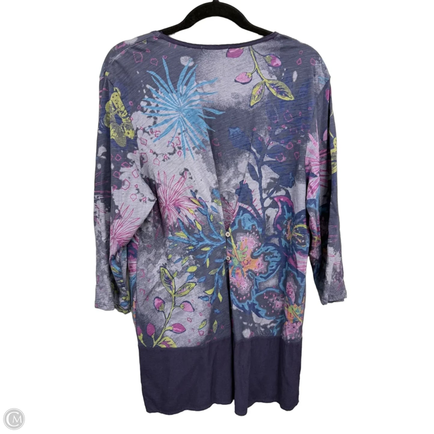 Top 3/4 Sleeve By Fresh Produce In Blue & Pink, Size: 1x