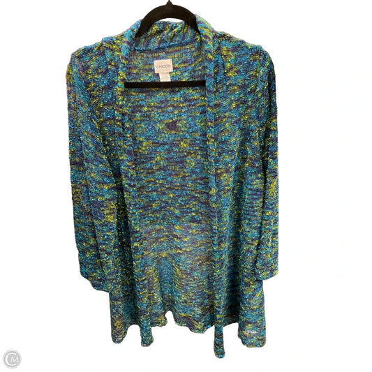 Cardigan By Chicos In Blue & Yellow, Size: 2