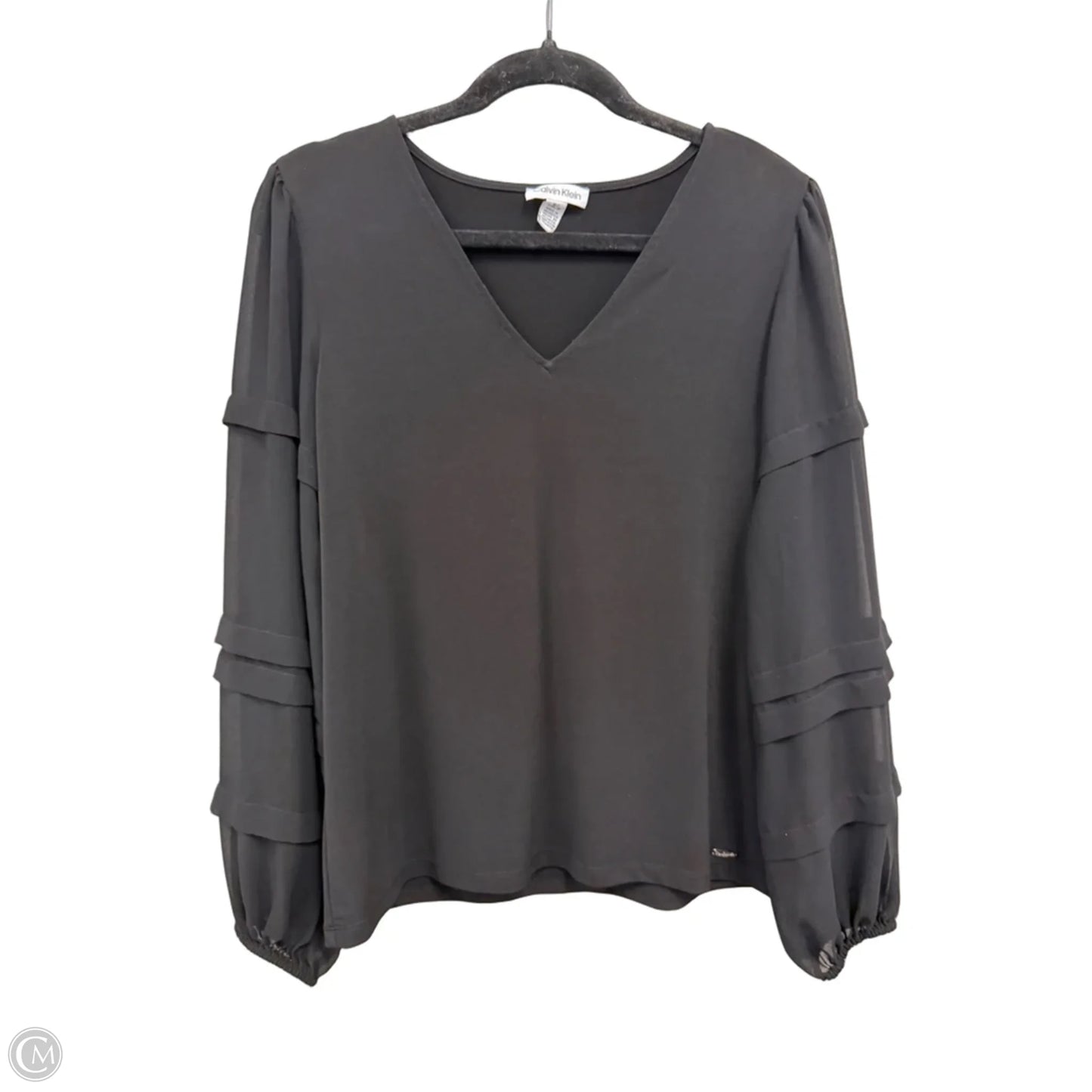 Top Long Sleeve By Calvin Klein In Black, Size: S