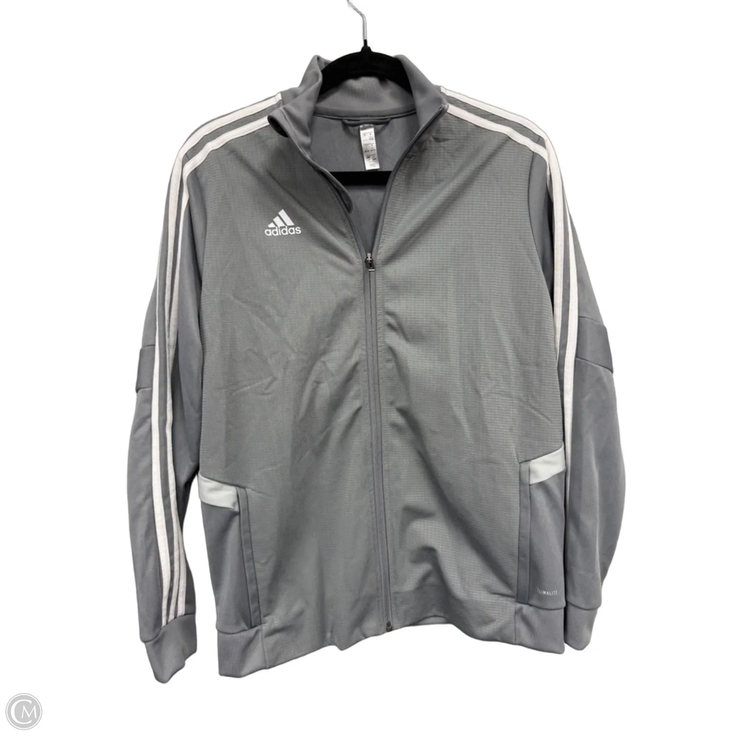 Athletic Jacket By Adidas In Grey, Size: L