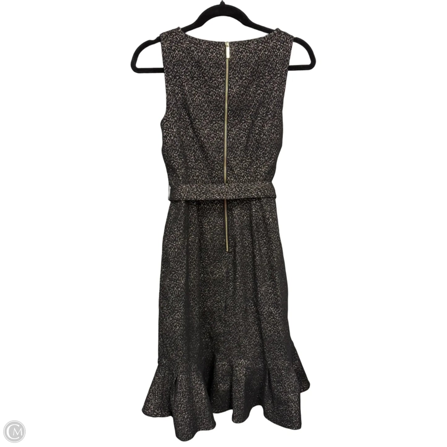 Dress Party Midi By Calvin Klein In Black & Gold, Size: 4